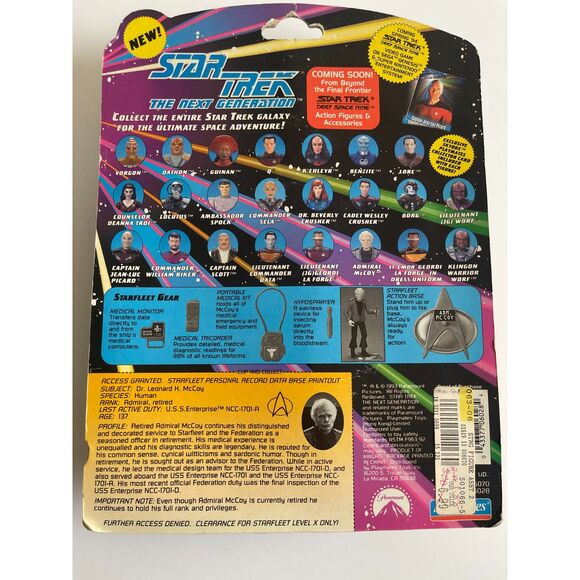 STAR TREK Next GENERATION/ ADMIRAL TNG McCOY Action Figure Playmates 1993 New - Picture 6 of 6